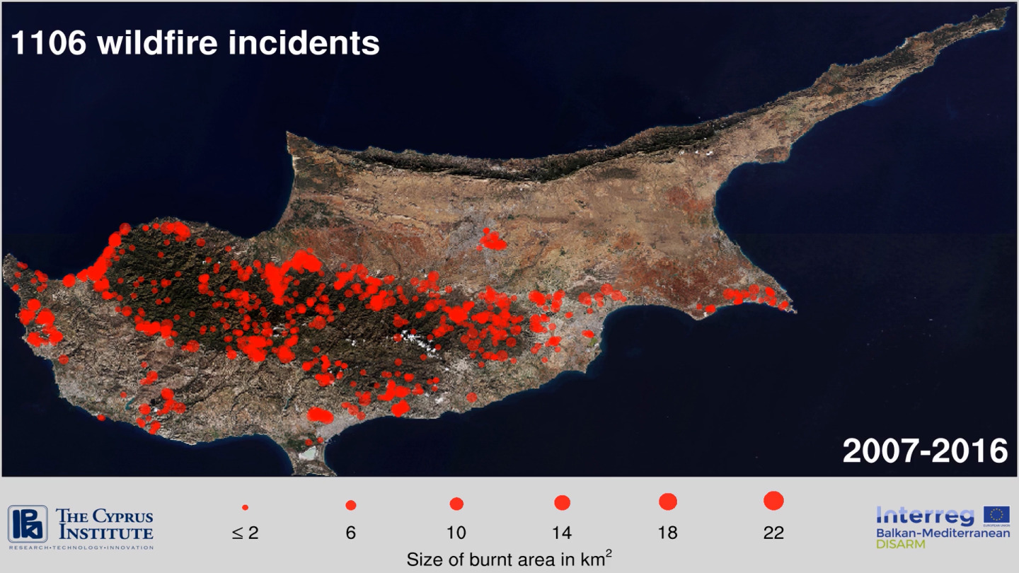 Wildfire incidents in Cyprus (2007-2016)